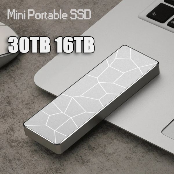 Приводы портативных SSD 8TB 16TB 30TB Внешнее твердотельное привод высокие твердые жесткие диски M.2 USB 3.1 Тип C Интерфейс интерфейс массовый хранение диск хранения
