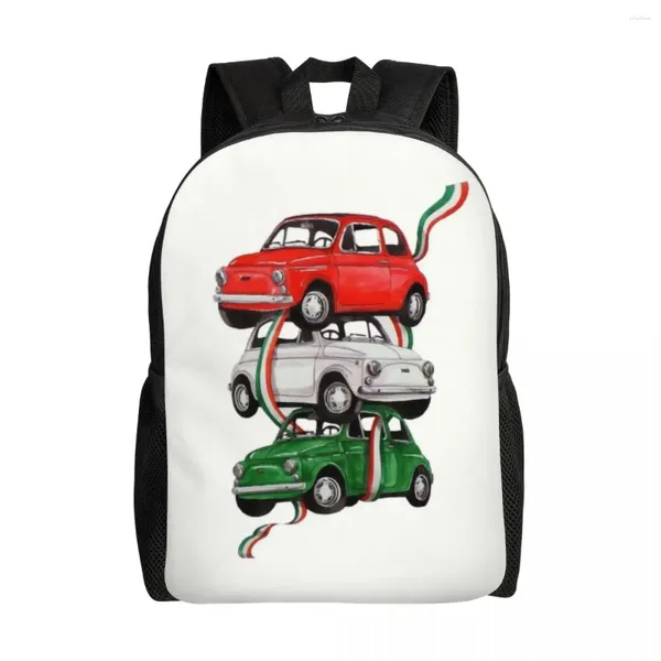 Rucksack personalisierte Vintage Italien Flaggen Auto -Rucksäcke Frauenmännern Modebasche für College School Italienische Pride -Taschen