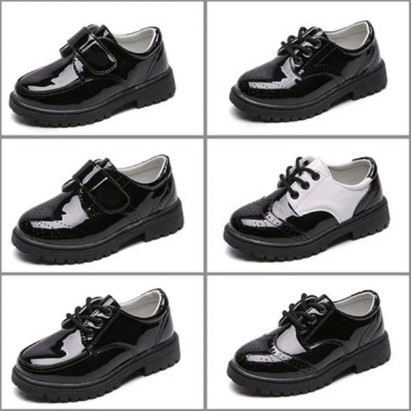 Sneakers Neue Kinder Lederschuhe für Jungen formelle Oxford Schuhe Mode Spitze UO Kinder lässige Lederschuhe Mädchen Moccasins Hochzeitsschuhe