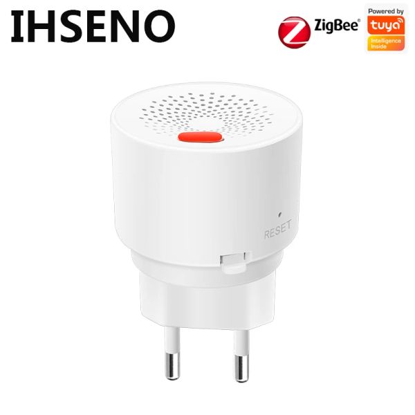 Detector IHSENO Tuya Zigbee Sensor de gás natural Combustível doméstico LPG Smart Gas Detector de alarmes Sensor de vazamento Segurança de incêndio Smart Home