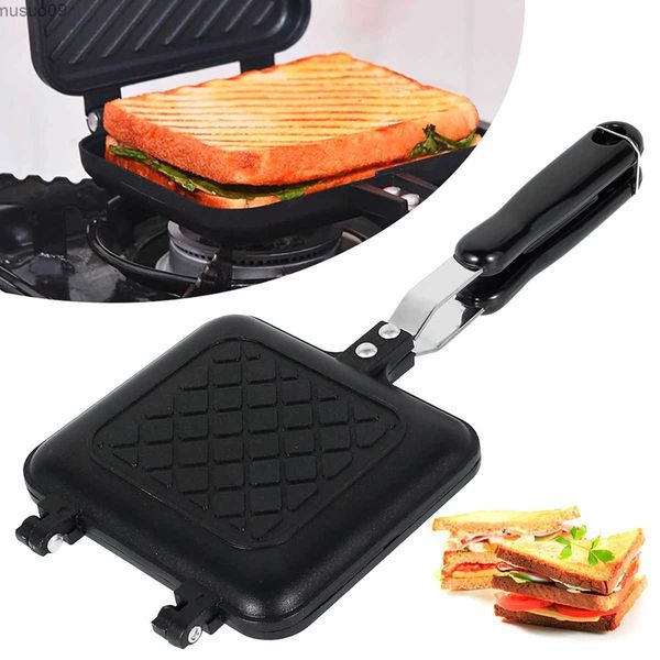 Pans Aluminiumlegierung Nicht-Stick-Sandform Waffelkuchen Einfache Reinigung Brot Grillbrett Toast Doppelseitige Bratpfanne Utensilios de Cocinal2403