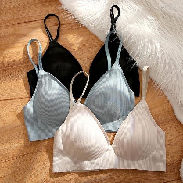 Bras Deep-V-вязание Bra Women Wireless Sexy Bdude Bralette Ladies Удобное медовое мягкое нижнее белье Brassiere 6 Colors 2024