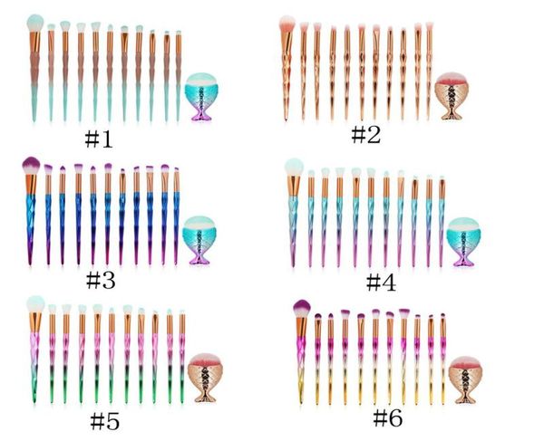 MAANGE 12PCS Diamond Handle Makeup Brush e Mermaid Foundation Confir