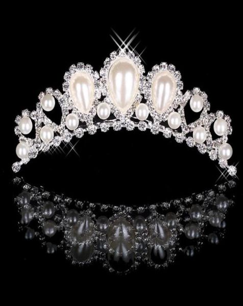 Economico 18017 Bellissima elegante Mitazione per Pearl Rhinestone Inlay Crown Tiara Wedding Bride Hair Combus