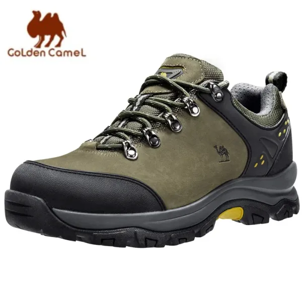 Sapatos camelo dourado tênis de caminhada à prova d'água de sapatos de trekking de couro para homens que andam tênis masculinos 2023 Inverno novo