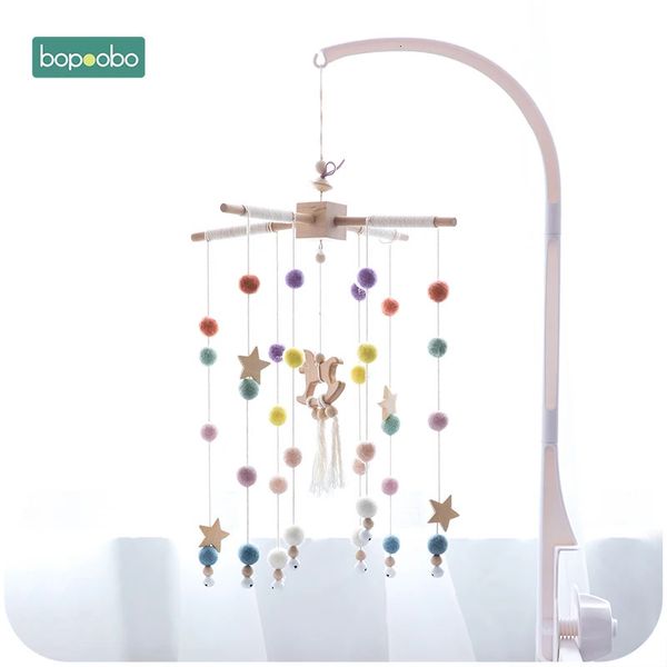 Bopoobo Baby Mobile Hanging Rattles Toys Windup Music Box Hanger Diy Crib Bed Bell Bell Toy Holder Arm Cracket 240408