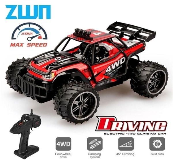 Zwn 116 132 4WD RC -Auto mit LED -Leuchten 24G Radio Fernbedienung Drift Offroad Driftmonster Trucks Spielzeug für Jungen 220630239v1104030