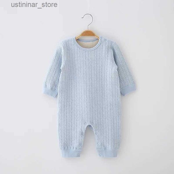 Rompers Baby Rompers Rompeggio per bambini vestiti per bambini maniche lunghe Abbigliamento spazzolato per bambini blu bambini ragazzi abiti invernali L47