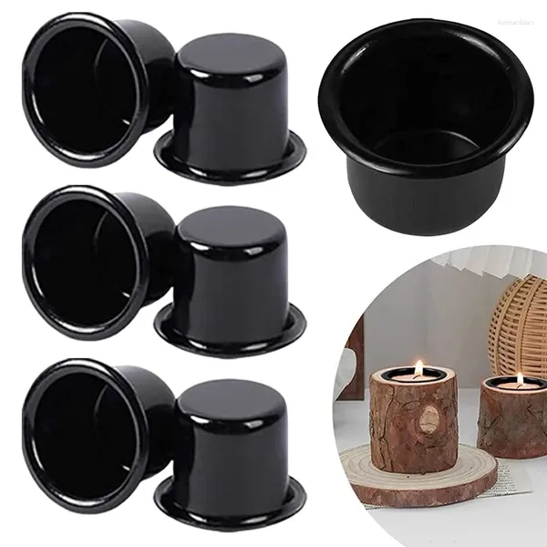 Candele 10 pezzi Art Home Decor rotonde Luci da tè in ferro battuto Candtrestick Black Holder Set Festival Forniture per la festa di nozze