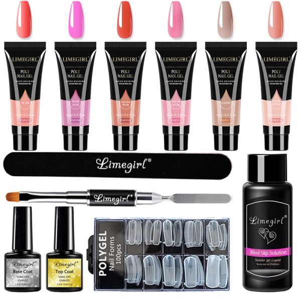 PRESTS Poly -Nagelgel Set Nagel Gel Kit 15g Kristallgebäude Klares Farben Gel mit Nagelwerkzeugen Set Gelnagellack für Nagelverlängerungen Set Set