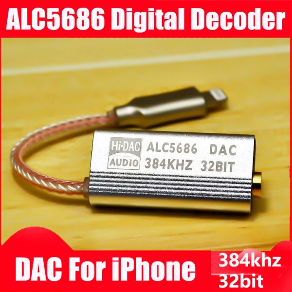 Konverter DAC ALC5686 CX31993 Kopfhörerverstärker Hifi Audio Decoding AMP Adapter Sound Card Digital Decoder 32Bits/384KHz für iPhone iOS