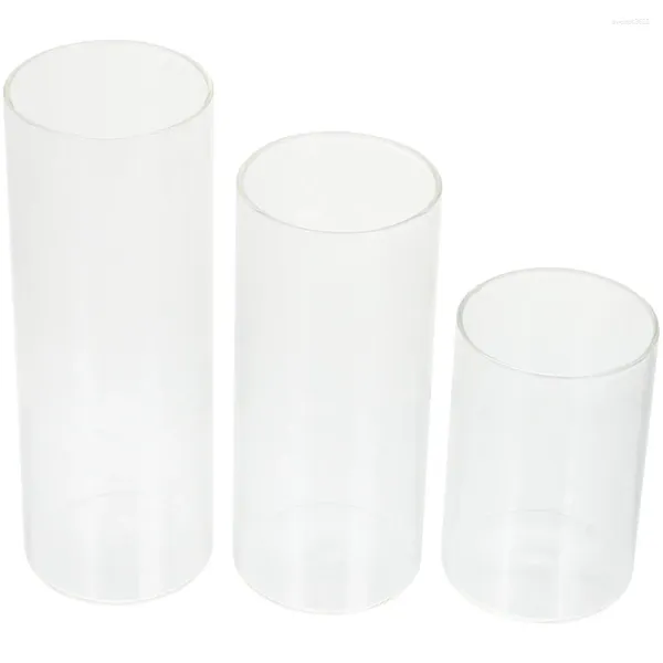 Kerzenhalter 3 PCs Transparent Cup Small Stand Desktop Party Glass Teelicht Hold getrockneter Blumenschmuck