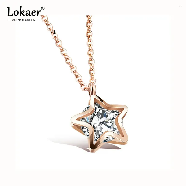 Подвесные ожерелья дизайн звездный кубический цирконий ожерелье из титана стальное стальное золото шикарный цвет для женщин N17066