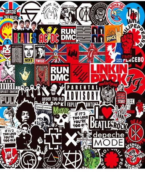 100pcs adesivos de rock música banda retrô graffiti jdm adesivos para guitarra de guitarra de guitarra de motocicleta laptop bagagem de skate snowboard9185527