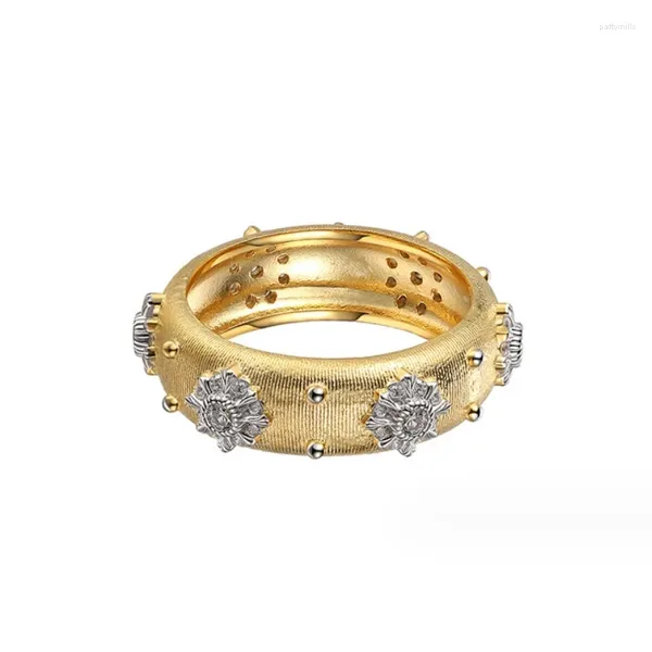 Anelli a grappolo in stile italiano Mafinish 5A Zircon 925 Sterling Silver 18K Donne alla moda oro placcata