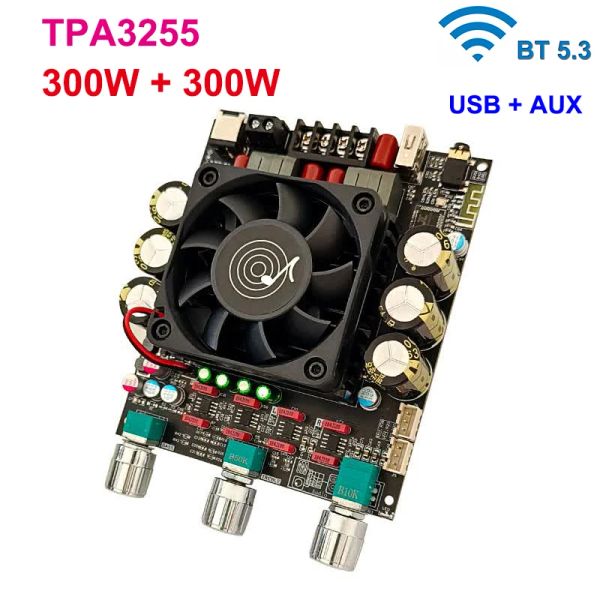 Усилитель 2*300W TPA3255 Bluetooth 5.3 Стерео цифровой плата усилителя высокая мощность USB Aux Sound Card Audio Amp