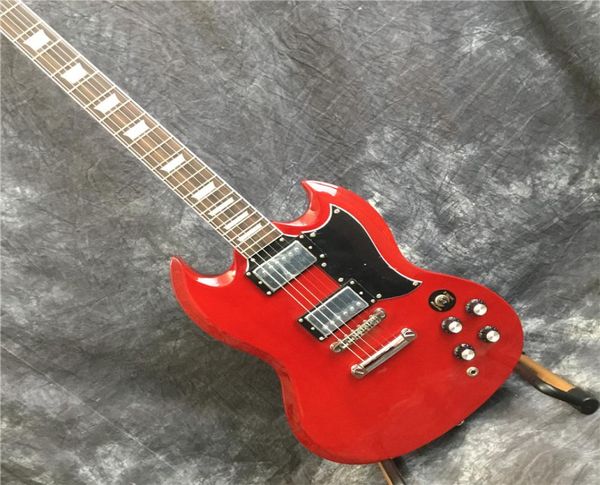 SG Electric Guitar Mogany Body Red Flame Maple Top Chrome Hardware 5956335