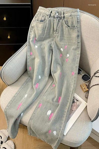 Frauen Jeans Koreanische Version Hochwertig Vintage Wash Wasser Biker Jean Streetwear Stretch Denim Denim Skinny Hosen Baggy Frühling