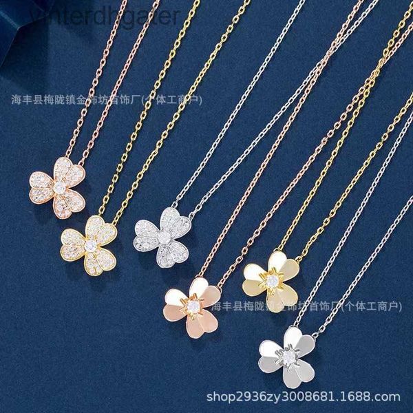 Versione alta Originale 1to1 Necklace marchio Vancefe Tre fiori Collana a diamante Full Diamond per Womens Fashion Platinum Rose Gold Designer Collana di girocollo di alta qualità