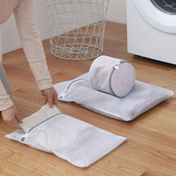 Bolsas de lavanderia malha de bolsa de poliéster durável com suprimentos de fechamento com zíper para viagem de lavagem respirável
