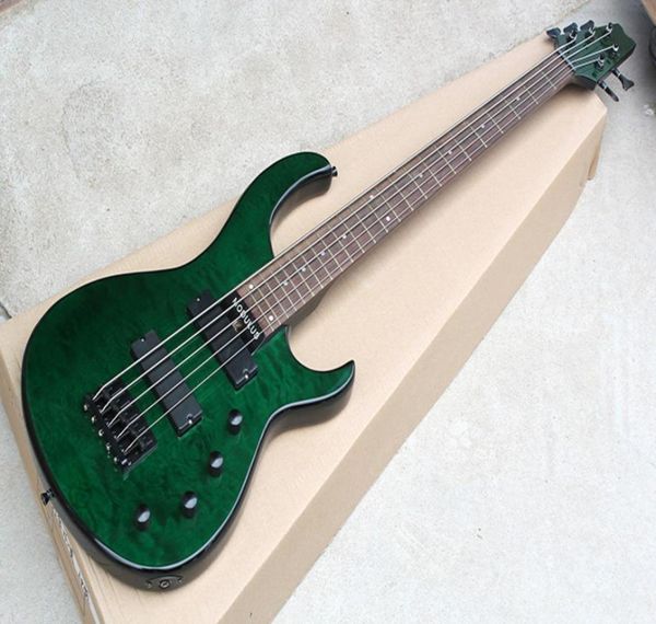 Factory Green Green 5String Electric Bass Guitar com Black Hardwareschouds Maple Veneercan ser personalizado4921044