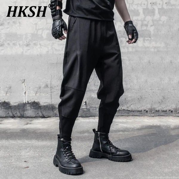 Pantaloni da uomo hksh punk scuro in stile design taglio semplice resistente alle rughe casual harem alla moda di marca a cortola HK0913