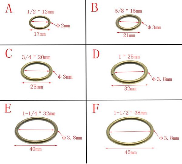 50pcslot de latão antigo o anéis metal colares de níquel não soldados com loops redondos de fivela de fivela de fivela de fivela 12mm38mm7410309