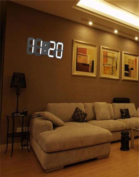 Design moderno Relógio de parede LED 3D Relógios digitais modernos Relógios Dispy Home Living Office Table Desk SQCPTG HairclippersShop244N2675864