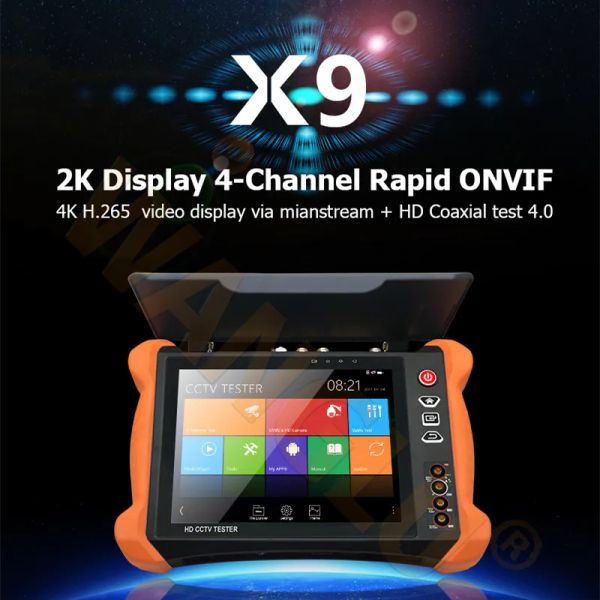 Показать 8 -дюймовую полную функцию x9movtadhs 2K Retina Display с антисветлой крышкой HD CCTV Тестер Тестер Тест IP -камера тест