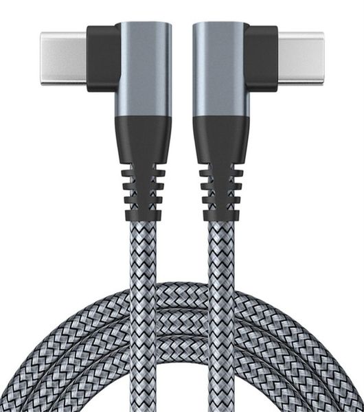 33ft66ft10ft USB -Doppelkopf Typ C bis Typ C 90 Grad Rechtswinkel Ellbogen Ladekabel Nylon geflochten 60W schnelles Ladegerät für Hu4297997