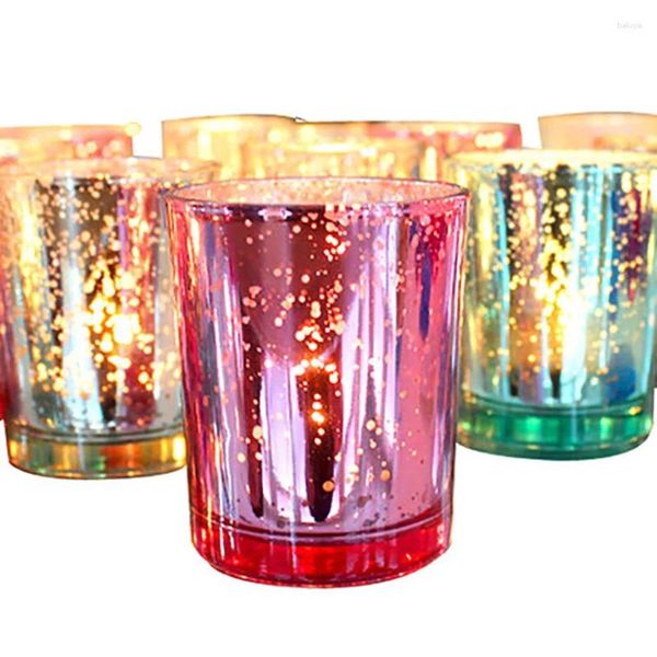 Titulares de vela Romântico Sky Sky Glassk Candlestick Colorful Cup Holder Donelight Decor Decor Party Wedding Valentines