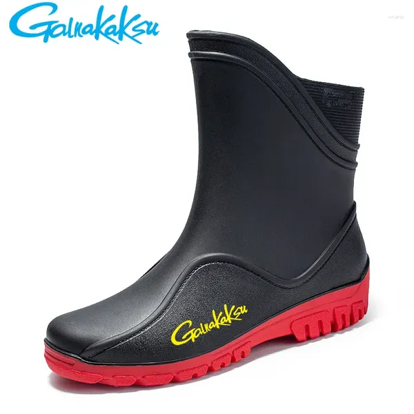 Sıradan Ayakkabı Yağmur Botları Erkekler Orta Tüp Marka Moda Açık su geçirmez yürüyüş işi araba yıkama balıkçılık mutfak kauçuk