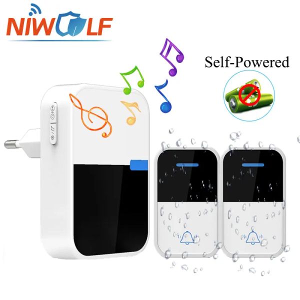 Campanello wireless wireless outdoor impermeabile di benvenuto porta pulsante autointeso senza batteria richiesto 38SONGs squillo allarme di sicurezza intelligente