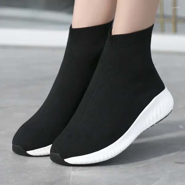 Casual Shoes Damen High Top Fashion Elastic Socken Outdoor Trend Hhort Stiefel