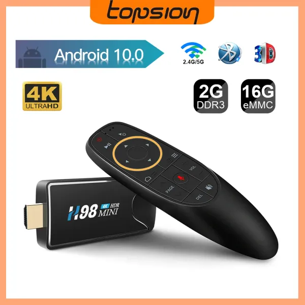 Caixa de TV da caixa Android 10 Mini TV Stick 4K H.265 Media Player 3D Video 2.4G 5G WiFi Bluetooth Smart TVBox Set Top Box TV Receiver