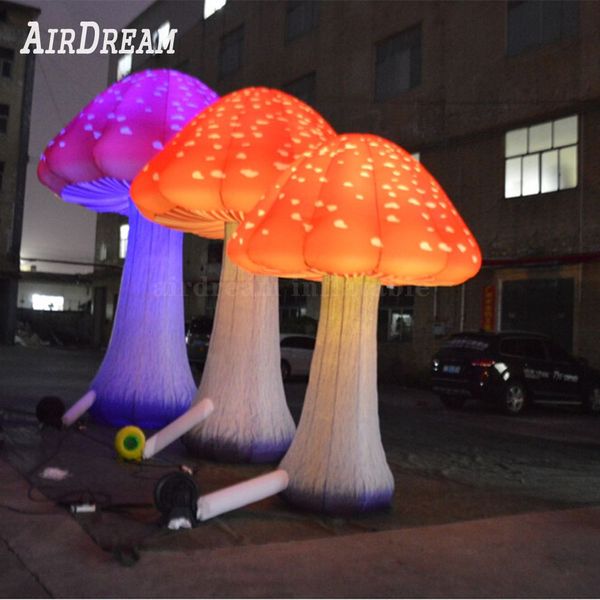 2/3/4/8m Height Party Supply Vivid Bunfle Riesen, aufblasbarer Pilz mit LED -Leuchten für Festivalveranstaltungen im Freien