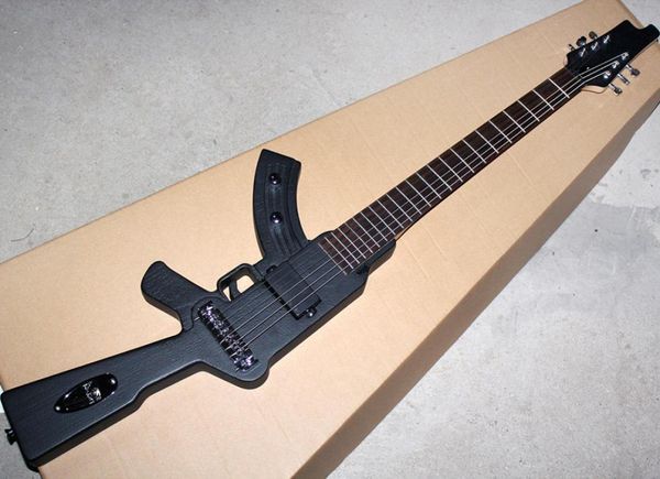 Guitarra elétrica em forma de pistola preta fosca com canhoto com brandboard de pau -rosa pode ser personalizado como solicitação6889583