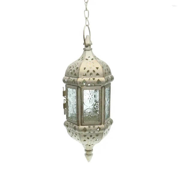 Titulares de vela Marroquino Metal Hollow Holding Holder Decorative Lantern Lamp com correntes de 66 cm para decoração de casa de casamento