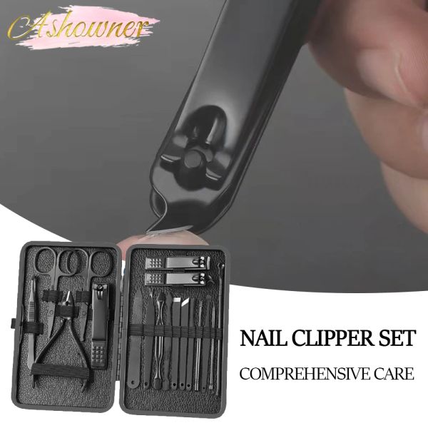 Líquidos 7/10 // 12/16/18 PCs Manicure Cutters Clipper unhas Conjunto de unhas domésticas aço inoxidável colher unhas Clippers Pedicure unhas scis novo