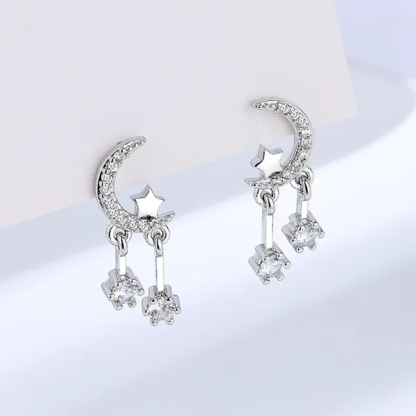 Orecchini per borchie Sterling Silver Color Srat e Moon Nappel Ear-sticks Women's Fashion Jewelry 2096