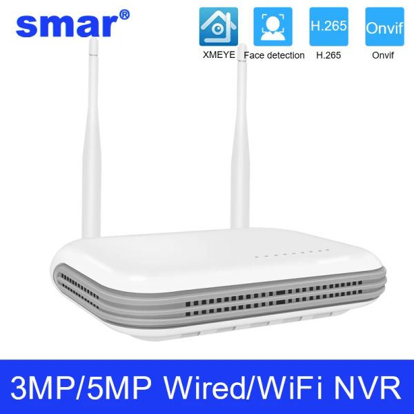 Moduli SMAR Nuovo WiFi NVR 8CH CCTV NVR per la fotocamera IP da 5 MP/3MP Rilevamento Video Registrato di rete H.265 P2P Sistema di sorveglianza