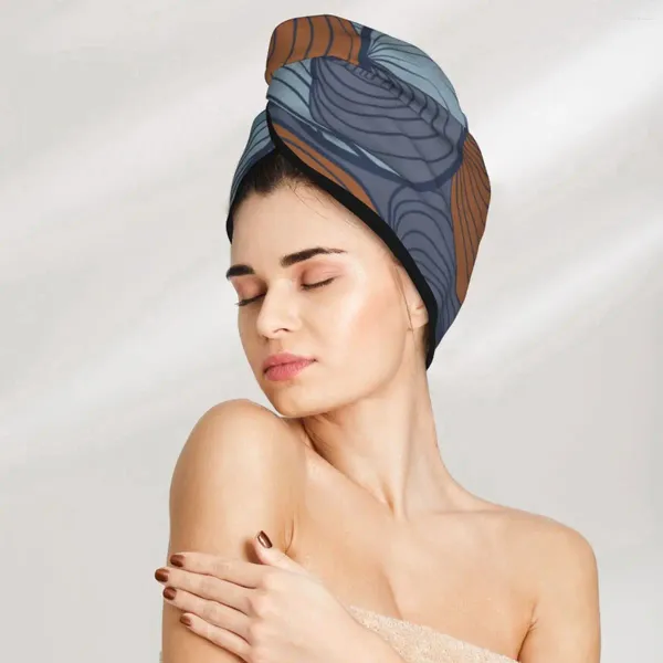 Toalha Microfiber Hair Care Cap abstrato ondas abstratos de casca peluda embrulhando seca rápida para mulheres meninas