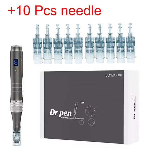 Dr Pen Ultima M8 Microneedle wireless anti-invecchiamento con 10 pezzi di cartucce Nedle Derma Penna per la cura della pelle del viso