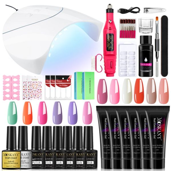 Kits Moskany Nagelerweiterung UV Gel Set Whit LED Nagel Trocknungslampe Semi Permanent Politis Tool Kit und DIY Fake Manicure Starter Set