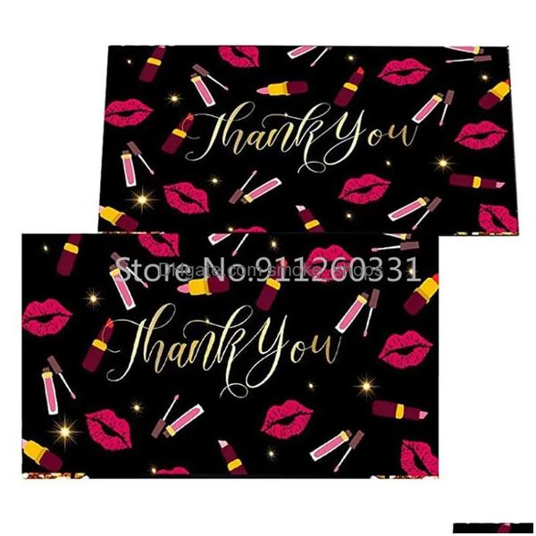 Cartões de felicitações 50pcs Cartão de agradecimento 59cm Creative Red Lips por apoiar minha pequena empresa WeddingFestivalDiy Gift Decor1303137 DRO DHKTK