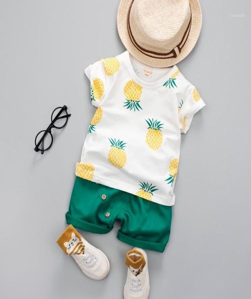 Мальчики девочки для девочек летняя одежда модная хлопковая набор для печати фруктовый спортивный костюм мальчик футболка шорты детская ткань детская одежда 2159043