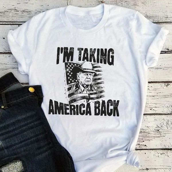 Kadın Tişörtleri Amerika'yı Geri Alıyorum Gömlek Patriotic 2024 UNISEX TRENDEND TARIST 4 Temmuz Kadın Giysileri M