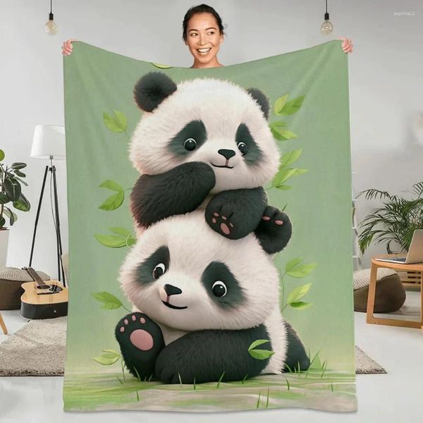 Decken niedliche Riese Panda Couch werfen Decke für dekoratives Sofa -Bettbrett auf dem Bett Schlafzimmer Dekoration Boho Home Decor Fleece