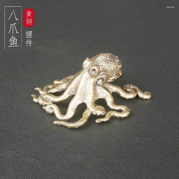 Halskette Ohrringe Set Messing Oktopus Ornamente Bronze schnitzen acht Anweisungen zu Wohlstand kreativer Tea Haustierdekorationen.