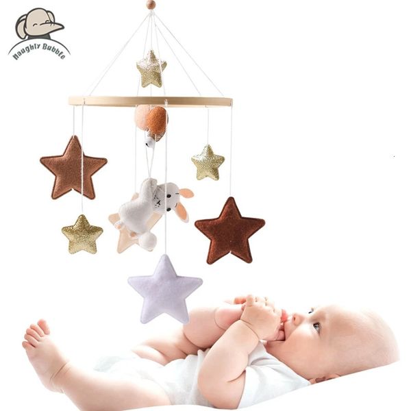 Baby Rattle giocattolo 012 mesi Felt Wooden Mobile Born Music Box Bed Bed Cell Hanging Toys Bracket Infant Crib 240408